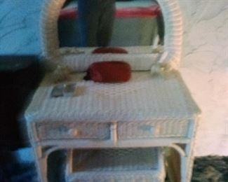 3.WICKER VANITY AND BENCH $75