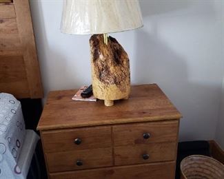 Hand carved wood lamp