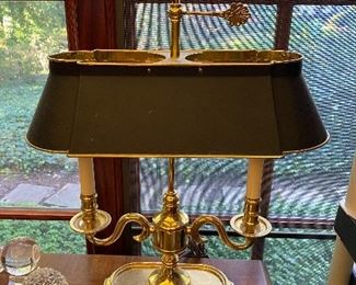  Brass Boullotte Lamp, Tole Shade