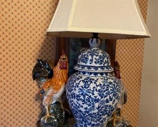 Blue & White Table Lamp 