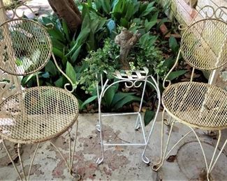 Two small patio chairs