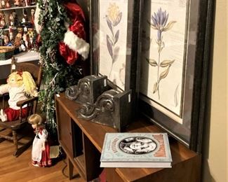 Framed art; modern cabinet