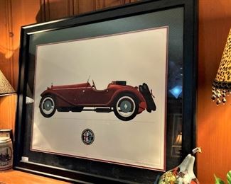 Framed art of an Alfa Romeo from Italy
