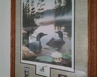 National Parks Series 1990, “The Boundary Waters”, framed print with stamp & medal