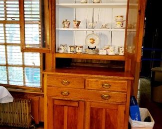 Pine, kitchen cabinet,  glass door front 