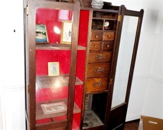 Antique cabinet,, Book shelves,  drawers 