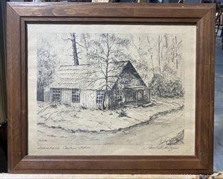 Numbered and Signed Monochrome Lithograph Print B