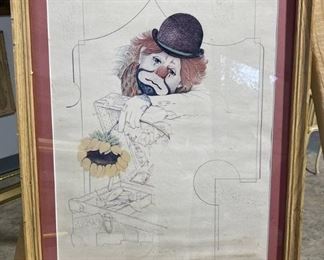 Sad Clown With Sunflower