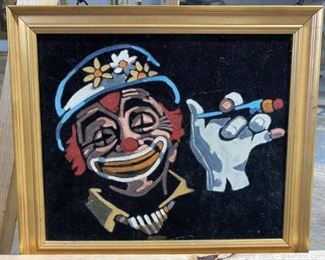 Vintage Black Velvet Clown Painting