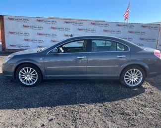 #92 • 2008 Saturn Aura: Year: 2008
Make: Saturn
Model: Aura
Vehicle Type: Passenger Car
Mileage: 17,150
Body Type: 4 Door Sedan
Trim Level: XR
Drive Line: FWD
Engine Type: V6, 3.6L; SFI
Fuel Type: Gasoline
Horsepower:
Transmission:
VIN #: 1G8ZV57738F183471

DMV Registration Fees: $ 251
Doc Fee: $70 
Smog Fee: $60

Features and Notes:
Sold on Application for Duplicate Title 