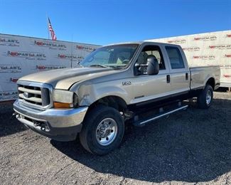 Lot 62: 2001 Ford F-2450: Year: 2001
Make: Ford
Model: F-250
Vehicle Type: Pickup Truck
Mileage: 329173
Plate:7T21746
Body Type: 4 Door Cab; Crew
Trim Level: XL; XLT; Lariat
Drive Line: 4WD
Engine Type: V8, 7.3L; OHV 16V; Turbo
Fuel Type: Diesel
Horsepower: 215-235HP
Transmission:
VIN #: 1FTNW21FX1EB98884

Non Op Fee: $61
Doc Fee: $70 

Features and Notes:
Clean California Title in Hand 
Equipped with a B&W turn over ball