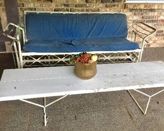 Vintage glider and long wooden table