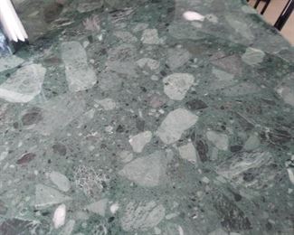 Closer look at the green marble table.  