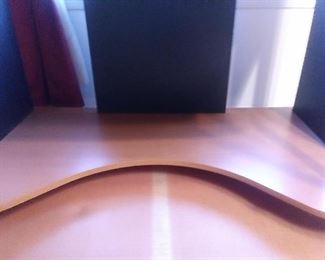 Closer look at the bottom level of the office desk.