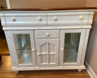 White Sideboard With Glass Selves