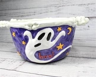 Bones Ghost Ceramic Halloween Candy Bowl