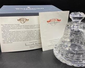 Cunard 150th Anniversary Commemorative Waterford Bell with Stand Box