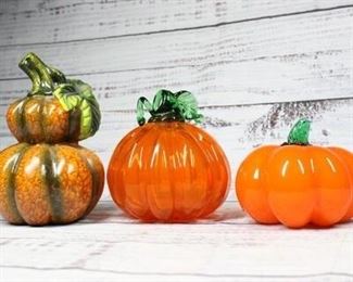 Lot of Glass Ceramic Pumpkins