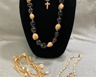 Mixed Lot of Natural Material Necklaces Earring Pair