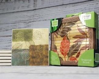 Pair of Fall Leaf Coaster Sets