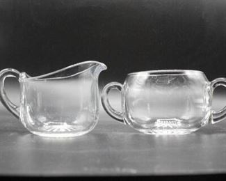 Pair of Vintage Kitchen Glassware Cream and Sugar Set