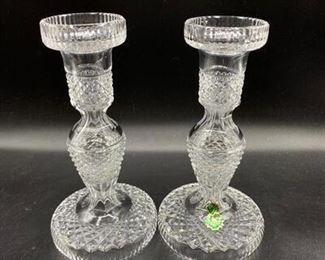 Pair of Waterford Crystal Alana Pattern Candlestick Holders