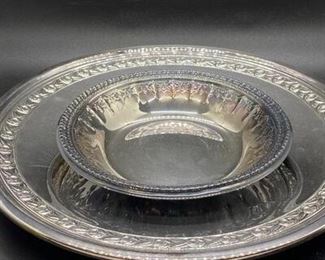 Reed Barton Silver Plate Vegetable Platter with Dip Bowl Serving Set