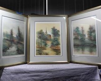 Set of 3 Artist Antonio Rivera Signed and Numbered Lithographs