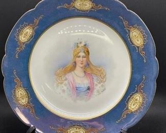 Sevres Style Hand Painted Princess Woman Portrait Plate