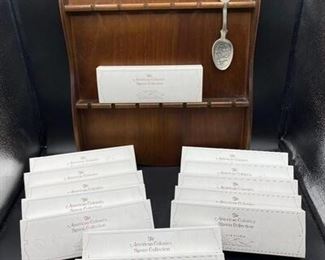 The American Colonies Pewter Spoon Collection with Display Holder Franklin Mint