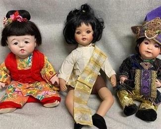 Variety Lot of 3 Ethnic Asian Dolls