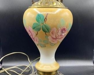 Vintage Antique Victorian Style Rose Painted Lamp Base