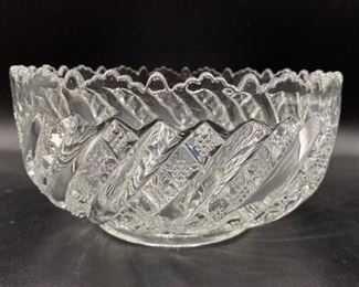 Vintage Cut Crystal Glass Serving Bowl