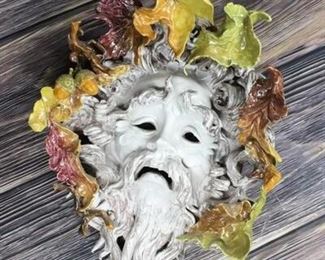 Vintage Wall Mask Made in Italy Fall Wreath with Mythological Face Perseo