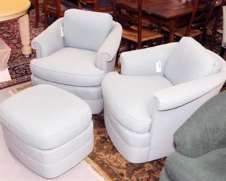 Robb & Stuckey swivel chairs w/ ottoman