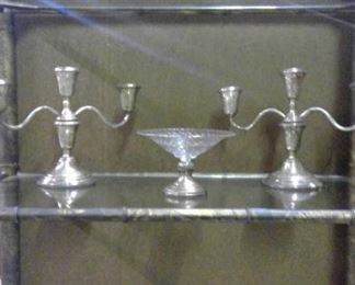 Sterling Silver Candle Holders and Dish