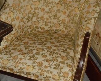 Gold mid century  floral chair