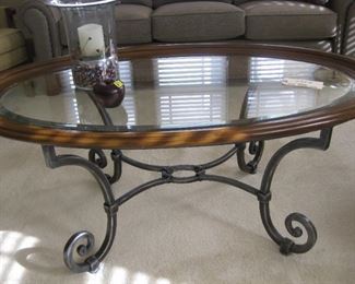 Ethan Allen oval /wrought iron coffee table