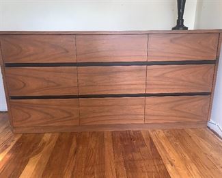 Mid Century 9 draw Lowboy Dresser 60"L x 18"D x 30"H