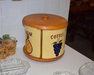 Vintage Esmond Pottery Canister Set - On Lazy Susan