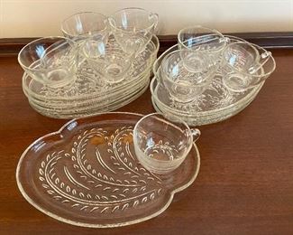 Service for 8 Vintage Glass Snack Sets