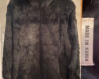 Vintage Black Rabbit Coat made in Korea