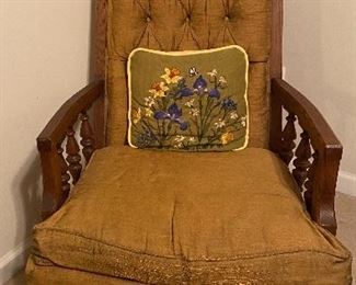 Vintage Upholstered High Back Arm Chair