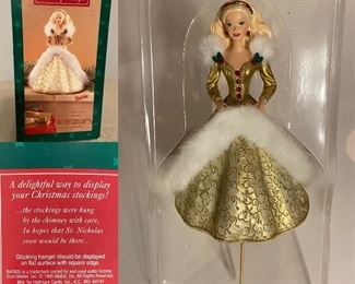 Happy Holidays Barbie Stocking Hanger Mattel Hallmark 1995