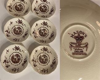 Vintage Mason’s Watteau England Ironstone Set of 6 Saucers
Brown Transfer Ware
