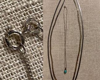 Long Sterling Herringbone Chains
Sterling Neclace with Small Pendant 