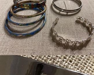 Sterling Bangles 
Vintage Cloisonné Bangles