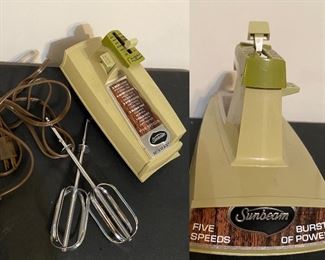Vintage Olive Green Five Speeds Sunbeam Mixmaster 