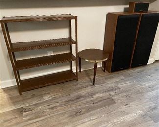 Mid Century Metal Woodgrain Small Shelf
