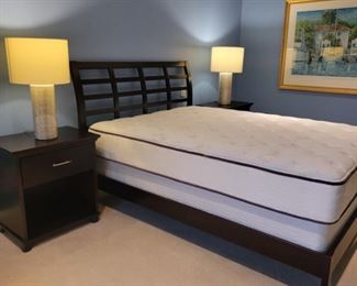 bed: 50"h x 62"w, side tables (2): 29 x 26 x 18", lamps: 28" h, print: 44 x 52"  